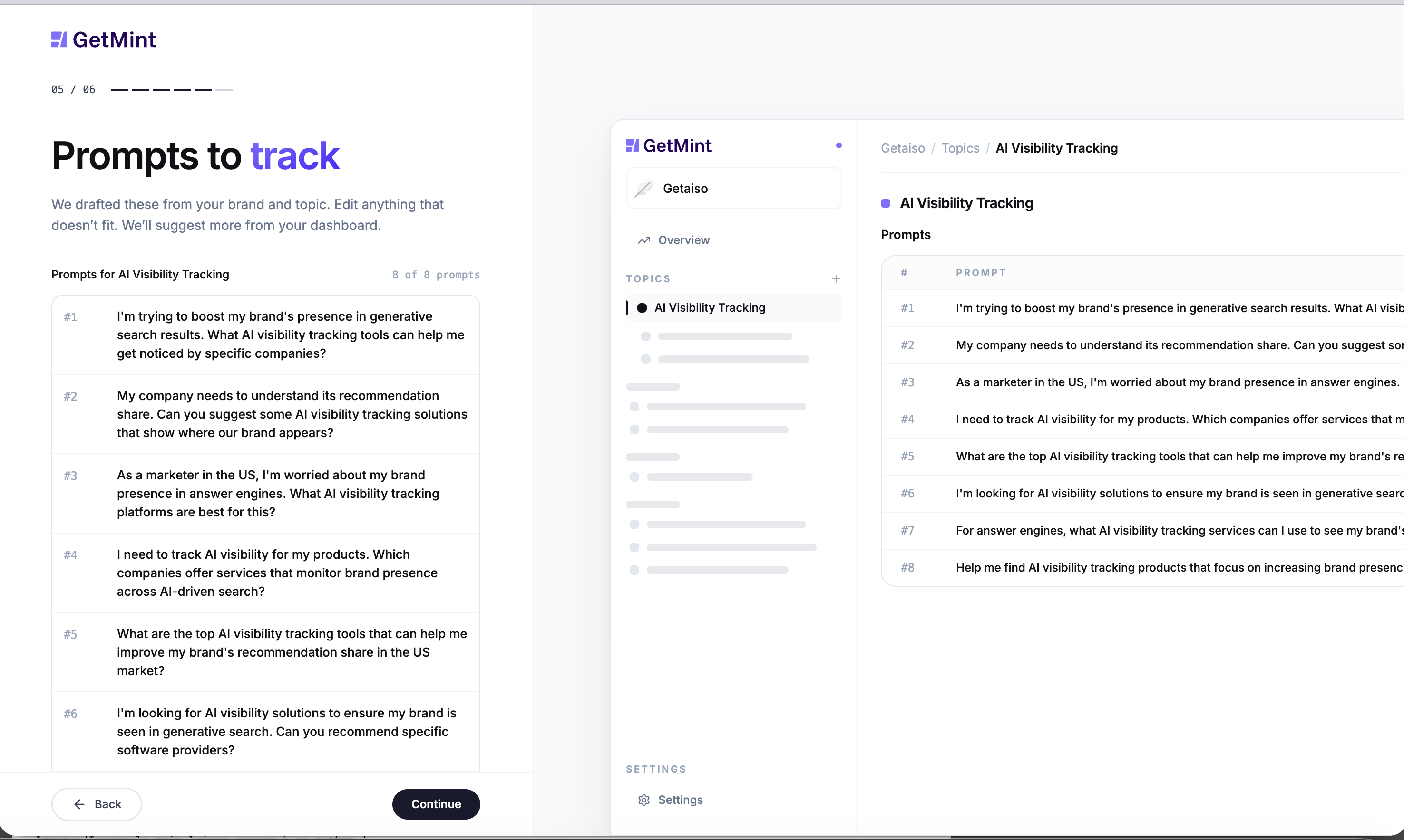 Prompts to track